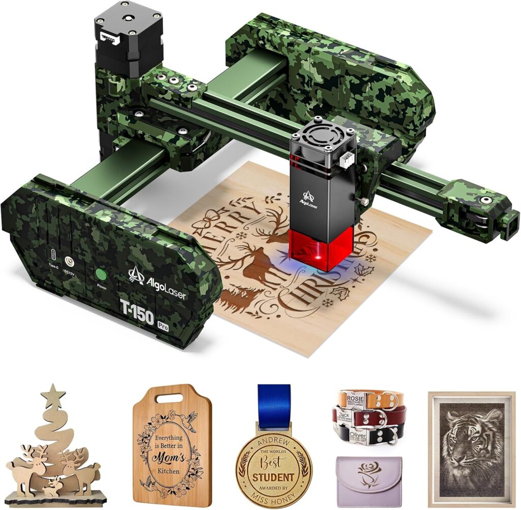 AlgoLaser 3W Mini Laser Engraver Machine - Portable Laser Engraver for Beginner  DIY,Tank-Style Design 8000mm/min High Speed  150x150mm Engraving Area  Tilt Detection