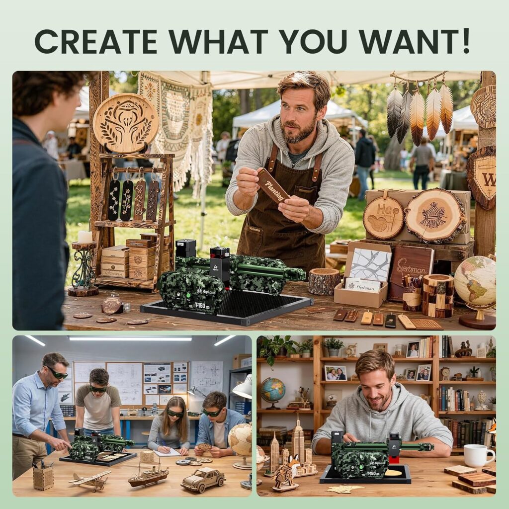 AlgoLaser 3W Mini Laser Engraver Machine - Portable Laser Engraver for Beginner  DIY,Tank-Style Design 8000mm/min High Speed  150x150mm Engraving Area  Tilt Detection