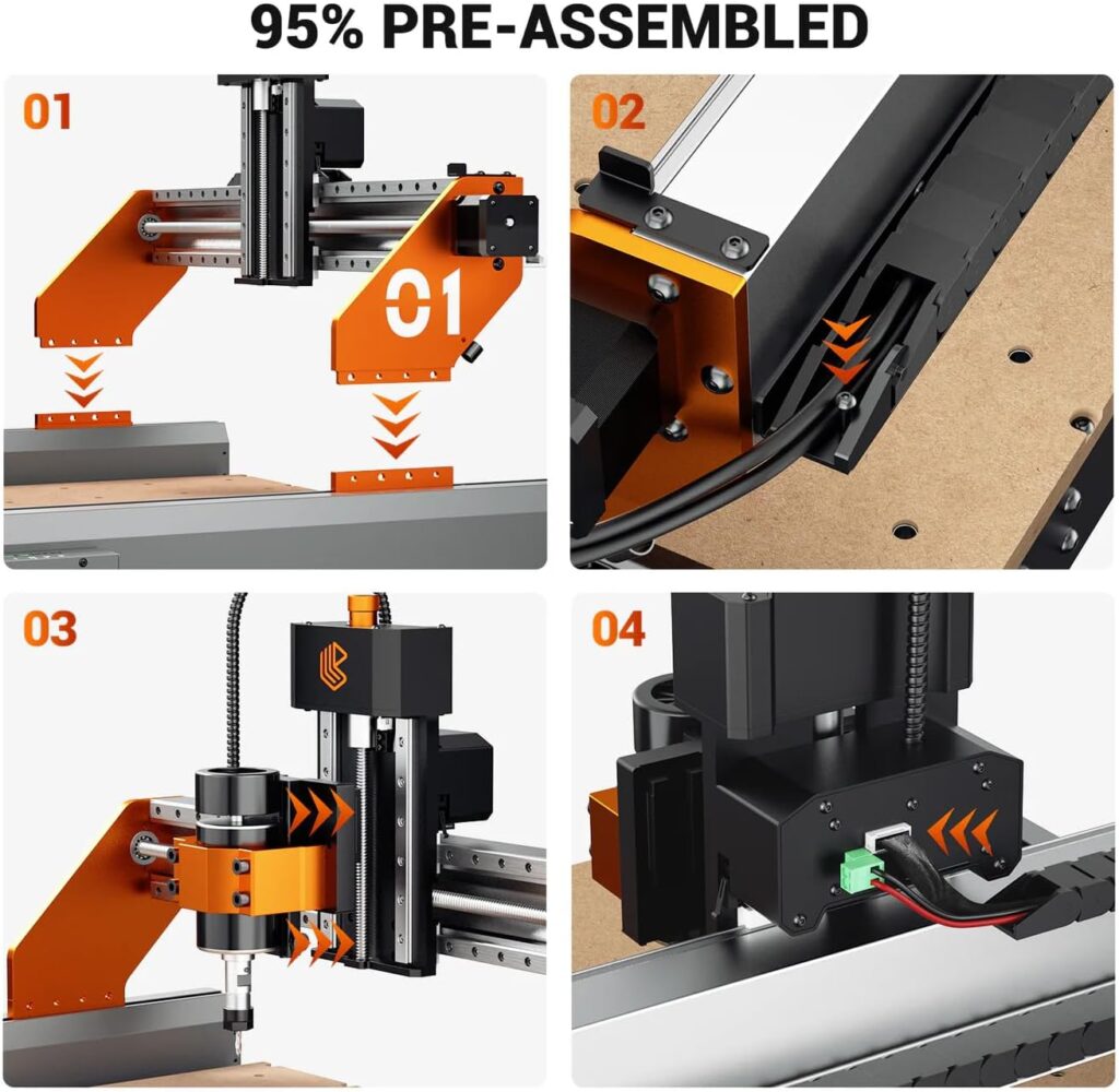 Artsian 01 CNC Router Machine 12000 RPM 300W GRBL Control 3-Axis Engraving 0.1mm Accuracy Spindle Laser Mode Switch Industrial Workrange 16.53x16.53x3.54 Engraver 98% Pre-Assembled