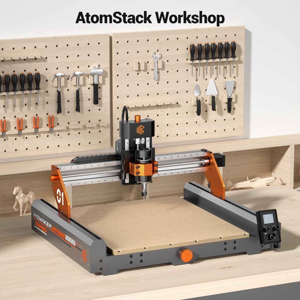 Artsian 01 CNC Router Machine 300W Spindle Power, 0.01mm Precision, 4-Axis Intelligent Controller, 420×420mm Workspace, Aluminum, Brass, Wood, Plastic, PCB Professional Desktop CNC Engraver