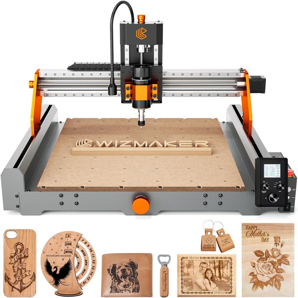 Artsian 01 CNC Router Machine 300W Spindle Power, 0.01mm Precision, 4-Axis Intelligent Controller, 420×420mm Workspace, Aluminum, Brass, Wood, Plastic, PCB Professional Desktop CNC Engraver