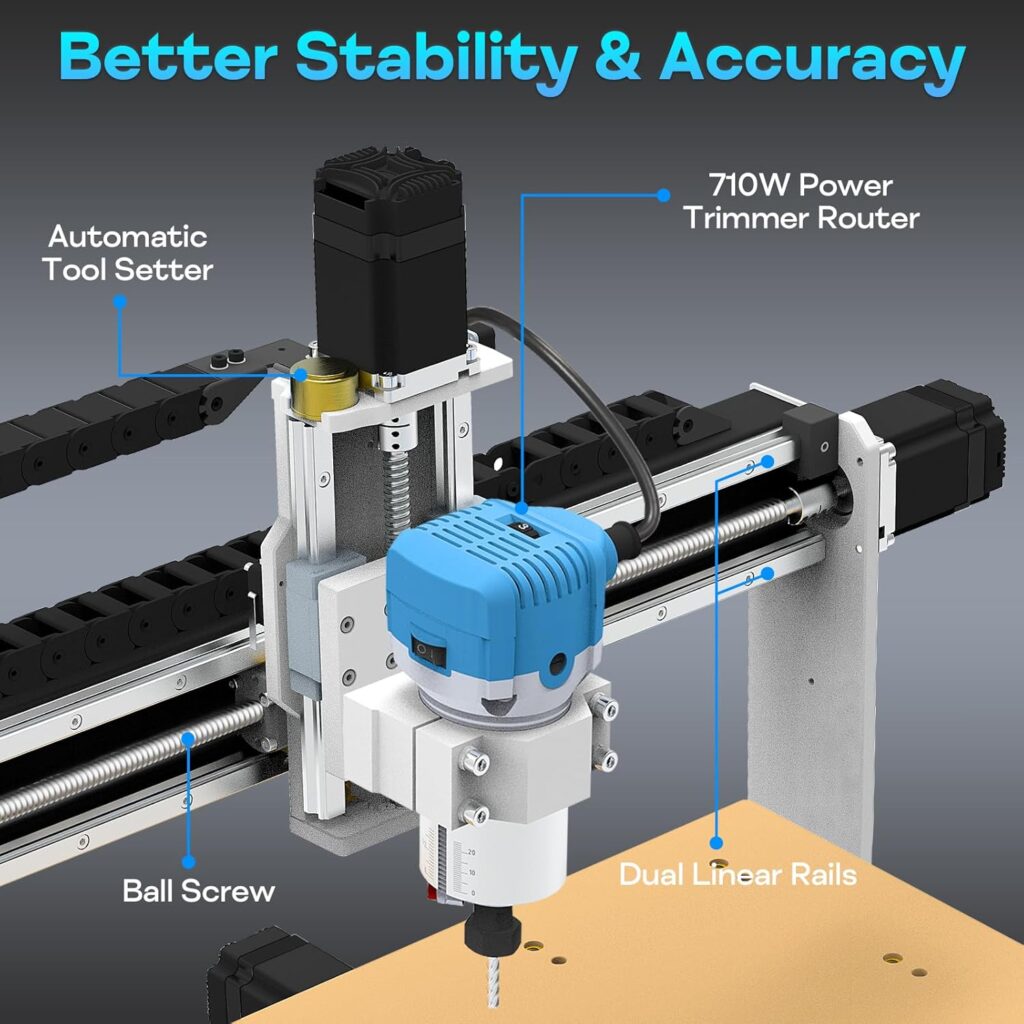 Axiscreat 4040 CNC Router Machine with Linear Guide  Ball Screw Motion, Achieve ±0.005mm Accuracy for High Precision Metal Aluminum Copper Wood Acrylic PCB Engraving
