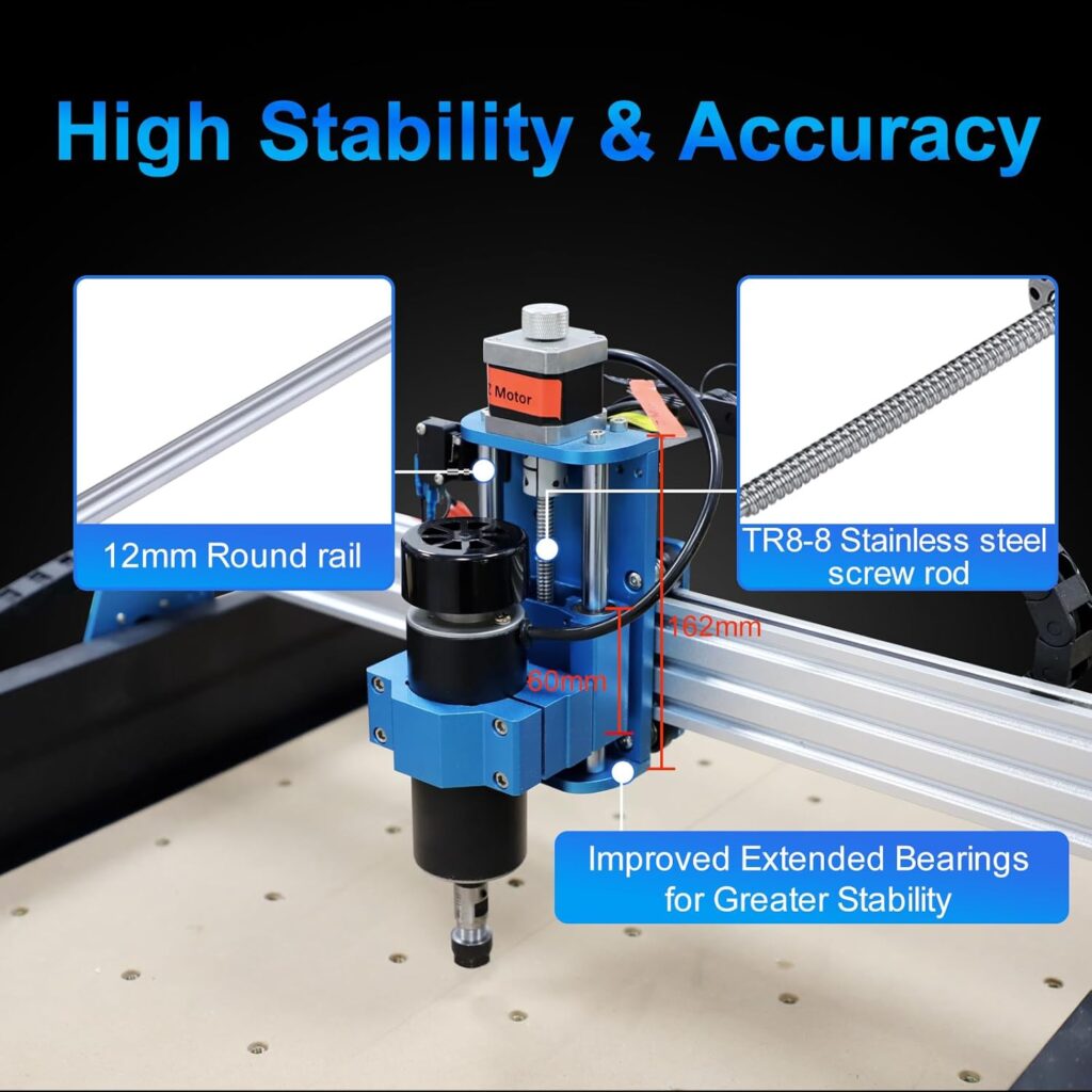 CNC Router Machine,3-Axis All-Metal with Steel Wheel Engraver Milling Machine,500W Trimmer  Linear Rail Driven,Working Area 15.75”x15.75”x2.95”,Acrylic Cutting Milling,GRBL Control (4040 PRO)