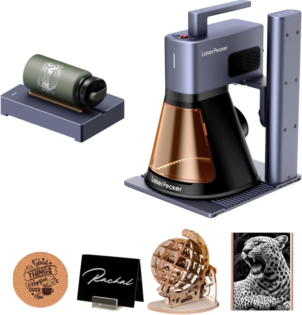 LaserPecker LP2 Handheld Laser Engraver, 1kg Portable Engraving Machine for Wood/Leather/Coated Metal, 36000mm/min Speed  0.05mm Precision, Multi-Angle Engraving, Basic Set