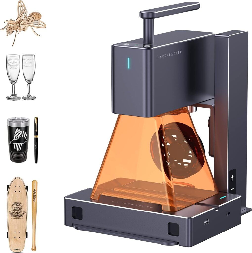 LaserPecker LP2 Handheld Laser Engraver, 1kg Portable Engraving Machine for Wood/Leather/Coated Metal, 36000mm/min Speed  0.05mm Precision, Multi-Angle Engraving, Basic Set