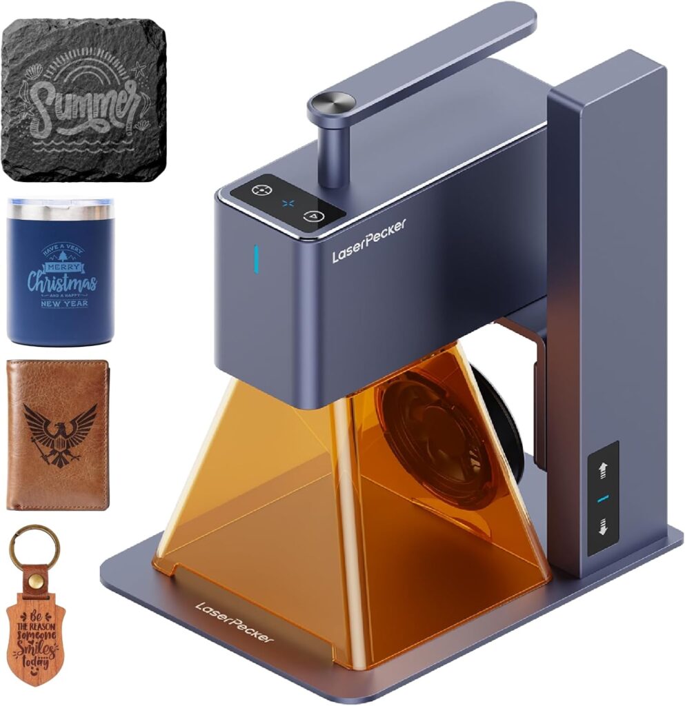 LaserPecker LP2 Handheld Laser Engraver, 1kg Portable Engraving Machine for Wood/Leather/Coated Metal, 36000mm/min Speed  0.05mm Precision, Multi-Angle Engraving, Basic Set