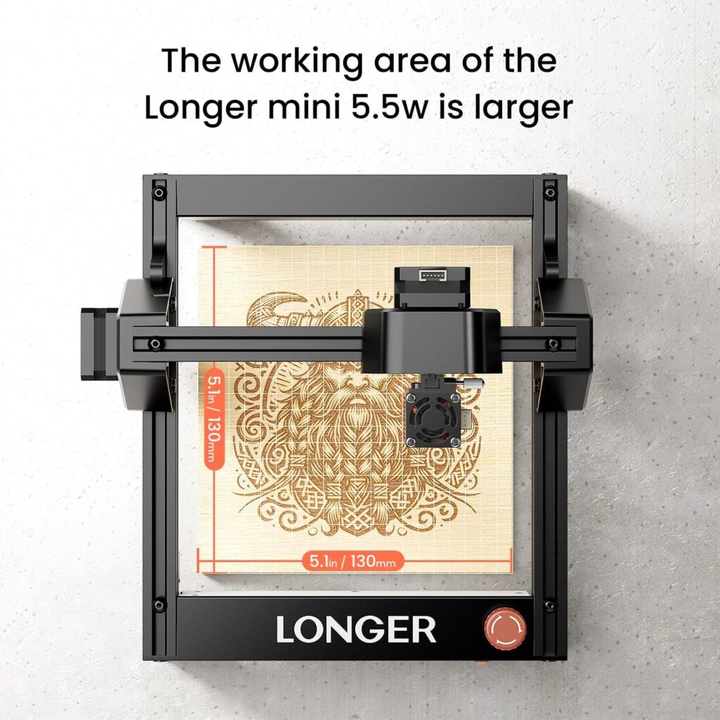Longer Ray5 5.5W Mini Laser Engraver, DIY CNC,High-Speed Laser Cutter up to 12000 mm/min, Engraving and Cutting Machine for Wood, Metal, Acrylic, Leather, 130×130 mm Working Area, Connection