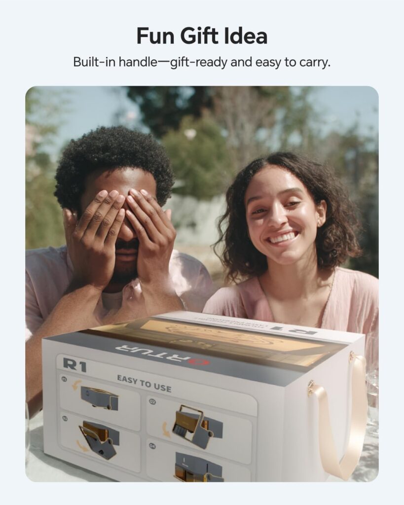 Ortur R1 5000mW Portable Laser Engraver and Cutter, Class 1 Foldable Laser Engraver, Exquisite Gift Box Packaging, APP Control Laser Engraver for Wood, Leather, Glass, Cloth (Misty Blue)