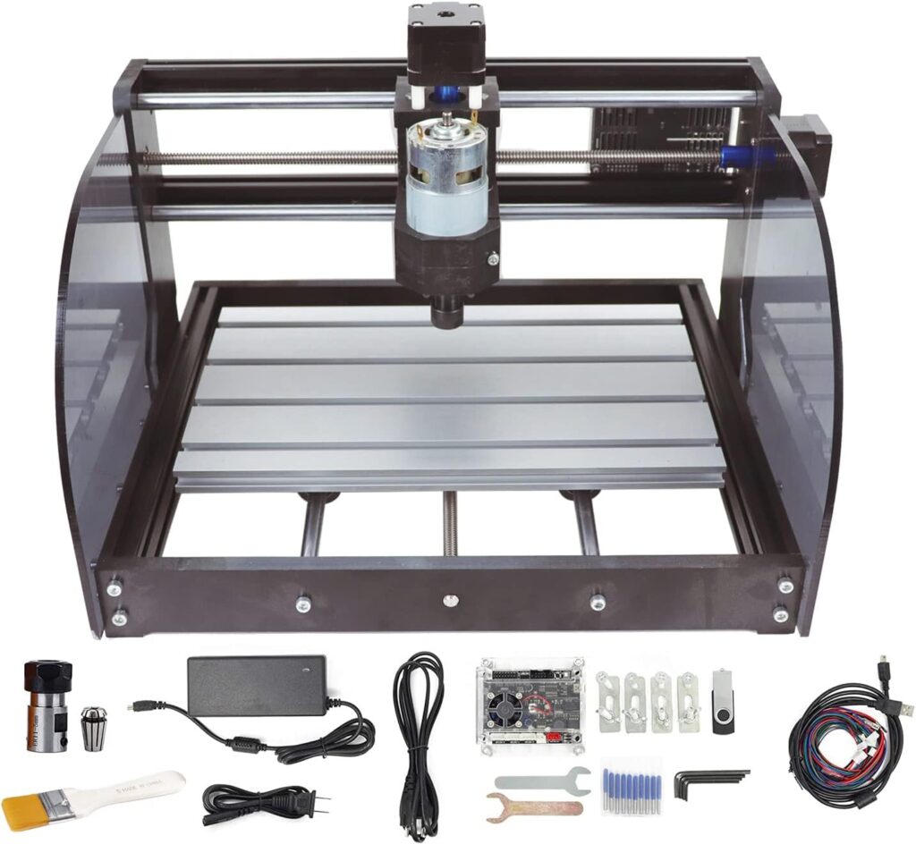 RATTMMOTOR CNC-3018-PRO MAX CNC Router Machine Kit DIY Mini CNC Wood Router Machine 3 Axis GRBL Control Engraver Milling Cutting Machine Working Area 300x180x45mm for Plastic/Wood/Acrylic/PVC/PCB