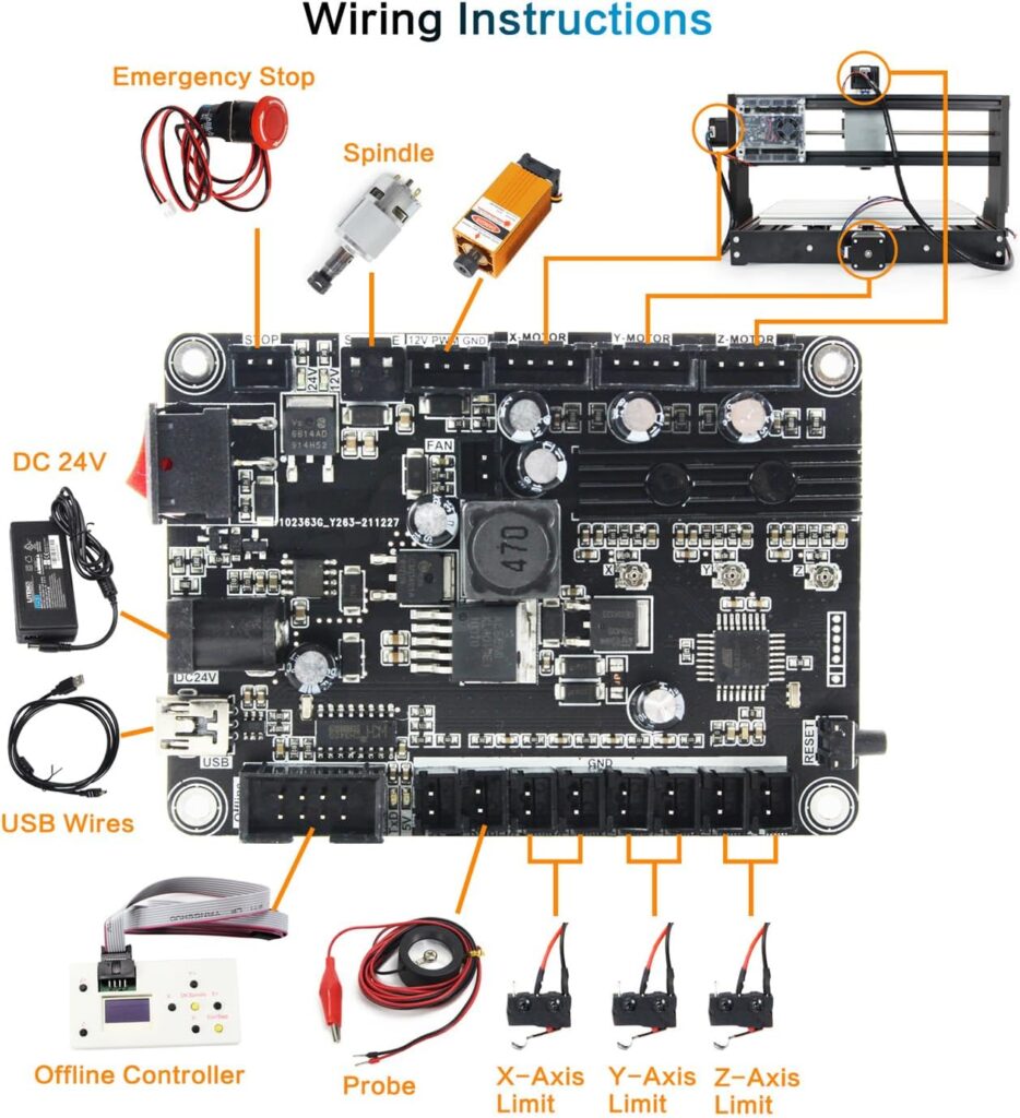 RATTMMOTOR CNC-3018-PRO MAX CNC Router Machine Kit DIY Mini CNC Wood Router Machine 3 Axis GRBL Control Engraver Milling Cutting Machine Working Area 300x180x45mm for Plastic/Wood/Acrylic/PVC/PCB
