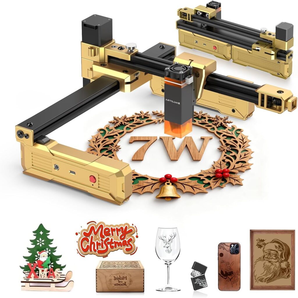 T1 Laser Engraver, 3000mW Foldable Laser Engraver Machine Higher Accuracy Wood Cutter and Portable Engraving Machine with Working Area 200x150mm, DIY for Wood Acrylic Coated Metal