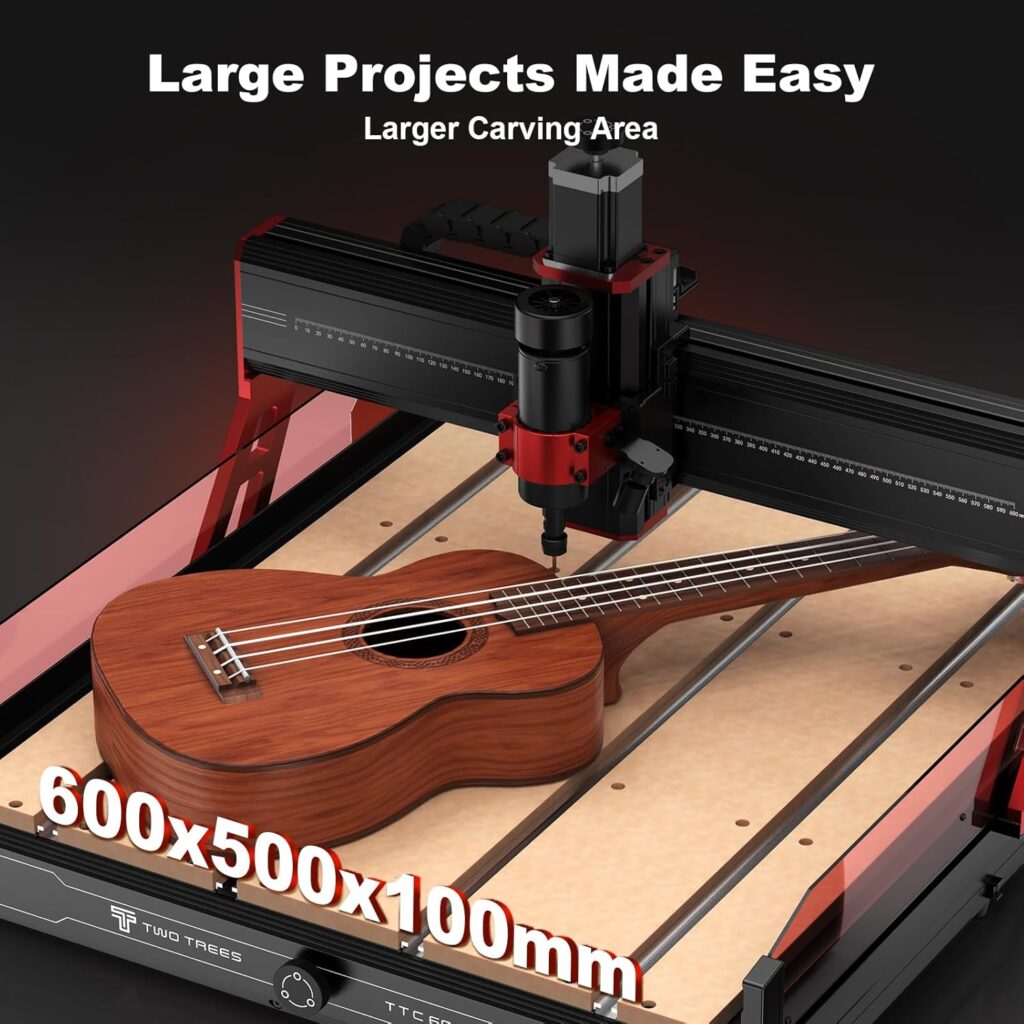 TTC6050 CNC Router Machine, Desktop Engraving Machine 600x500mm Working Area, 500W Spindle, 3-Axis CNC Engraving  Laser Cutting for Wood, Metal, Acry