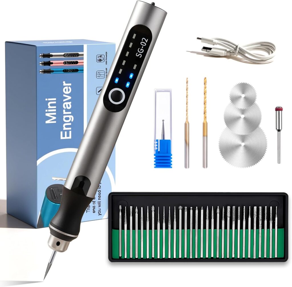USB Rechargable Engraving Machines Pen with 35bits,Mini Electric Engraver Etching Machines Cordless Rotary Tools Engraved Jewelry Stone Metal Plastic Wood Resin Model