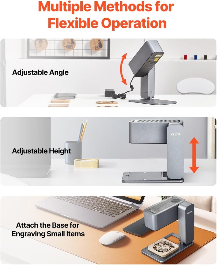 VEVOR Portable Laser Engraver, Handheld Engraving Machine 36000mm/min High Speed DIY Laser Engraver and Cutter Basic Set for Metal, Wood, Leather, Arylic, Fiber, Jewelry, Glass