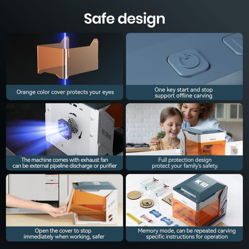 WAINLUXPRO K10 Laser Engraver and Cutter, 5W Portable Engraving Machine with Memory Mode | 80×80mm | No Assembly |WiFi/USB/Offline | Class 1 Safety | Premium Gift for DIY | Wood/Leather/Glass/Cloth