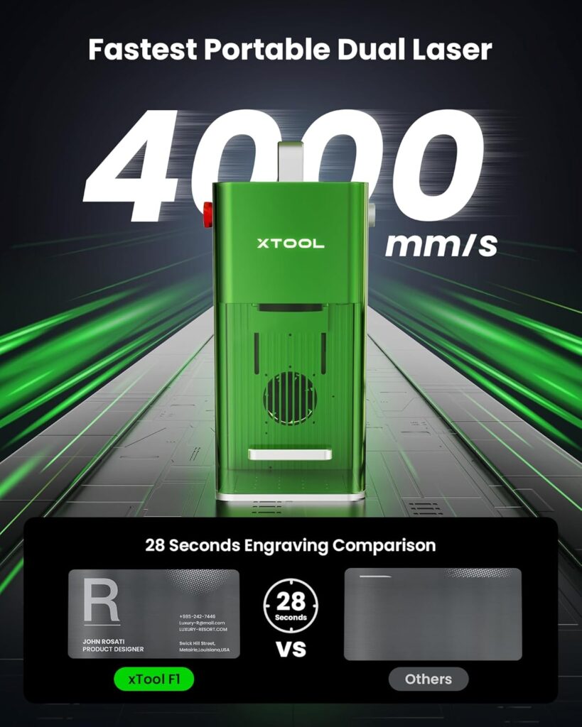 xTool F1 2-in-1 Dual Laser Engraver, Lightning Speed Portable Laser Engraving Machine, HD Laser Engraver for Jewelry, Metal, Wood, Leather