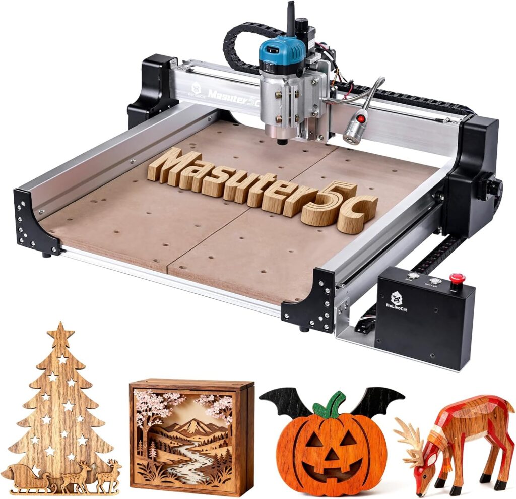 4040 5C Plus CNC Router with Custom-Made 800W 8000-30000 RPM Trim Router Spindle  ER-11 Collet, 300W Spindle GRBL Control 3-Axis Engraving ±10mm Accuracy Milling Engraving Metal