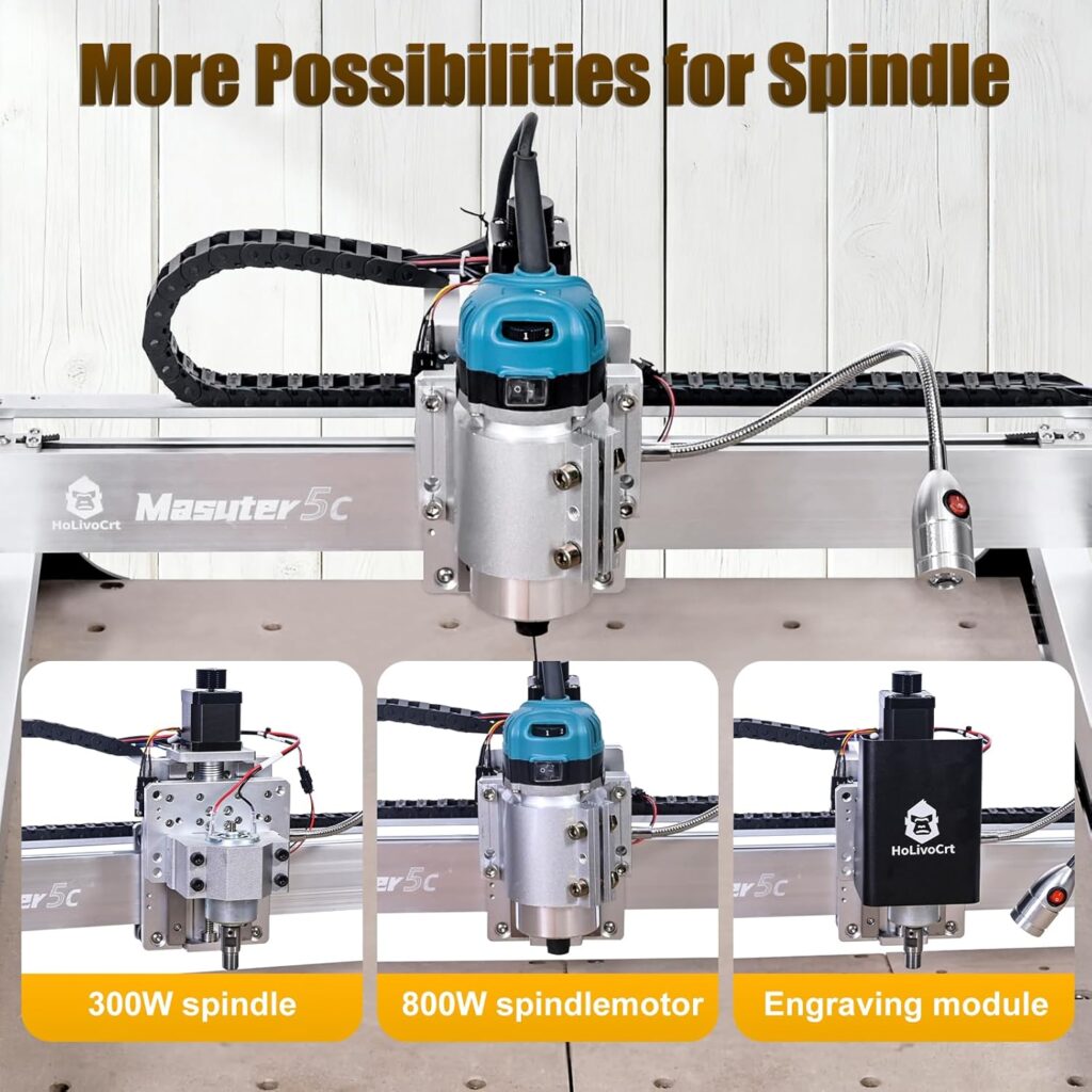 4040 5C Plus CNC Router with Custom-Made 800W 8000-30000 RPM Trim Router Spindle  ER-11 Collet, 300W Spindle GRBL Control 3-Axis Engraving ±10mm Accuracy Milling Engraving Metal