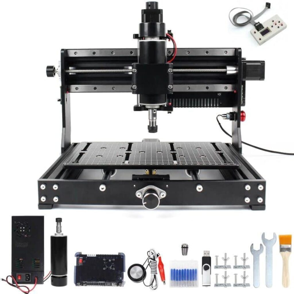 CNCTOPBAOS 500W CNC Router for Metal Carving,3020 Plus DIY CNC Engraving Machine,3 Axis Desktop GRBL CNC Milling Machine,Cutting Wood Acrylic MDF w/XYZ Limit Switches E-Stop 11.81x7.9x2.9inch