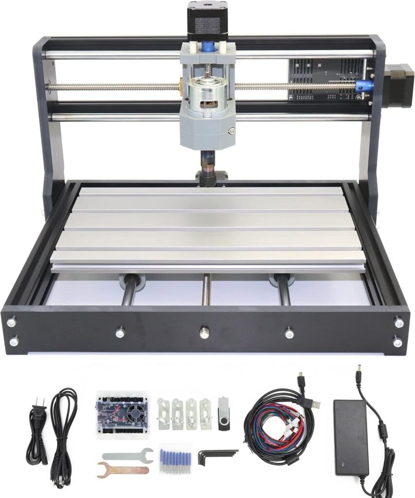 RATTMMOTOR DIY CNC Router Kit, 3 Axis Hobby CNC Router Machine GRBL Control, Plastic Acrylic PVC PCB Wood Mini Desktop Engraving Milling Carving Machine, Working Area 300x180x45mm