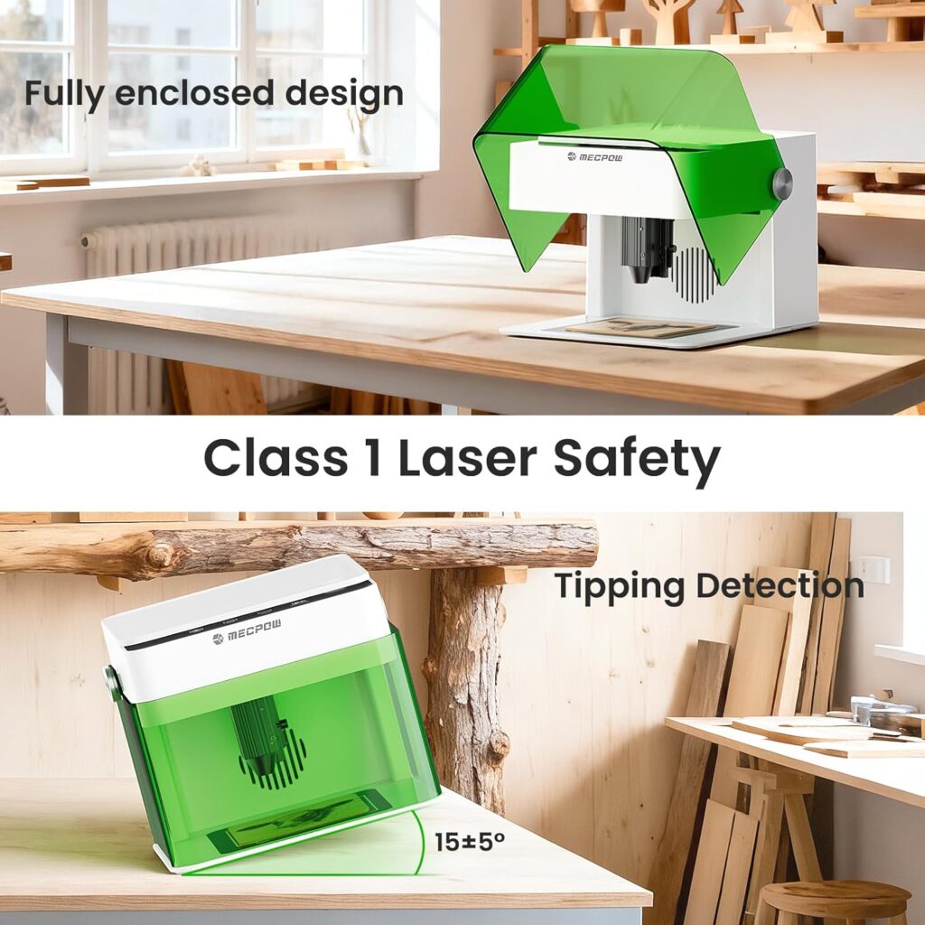 M1 Mini Laser Engraver, 5W Laser Cutter Portable Desktop Laser Engraving, 100x100mm Engraving Area, mm/min Engraving Speed,Accuracy up to 0.01 mm, Eye Protection Design